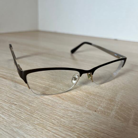 Jimmy Choo 58 FZ6 Eyeglasses Brown Gold Frames Only Metal Half Rim 54-16-135